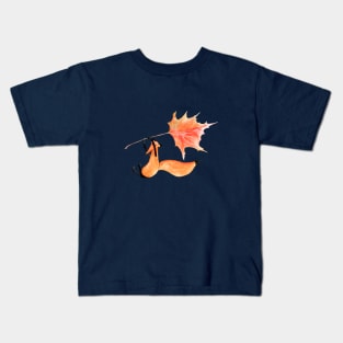 Flying fox with a maple leaf as a paraglider Kids T-Shirt